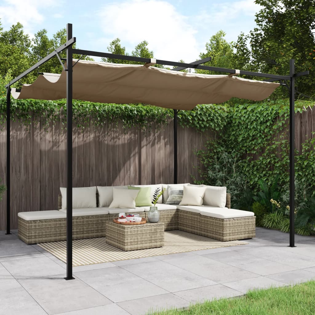 Pergola mit Schiebedach Taupe 295x292x230 cm