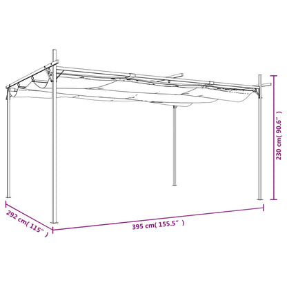 Pergola mit Schiebedach Creme 395x292x230 cm