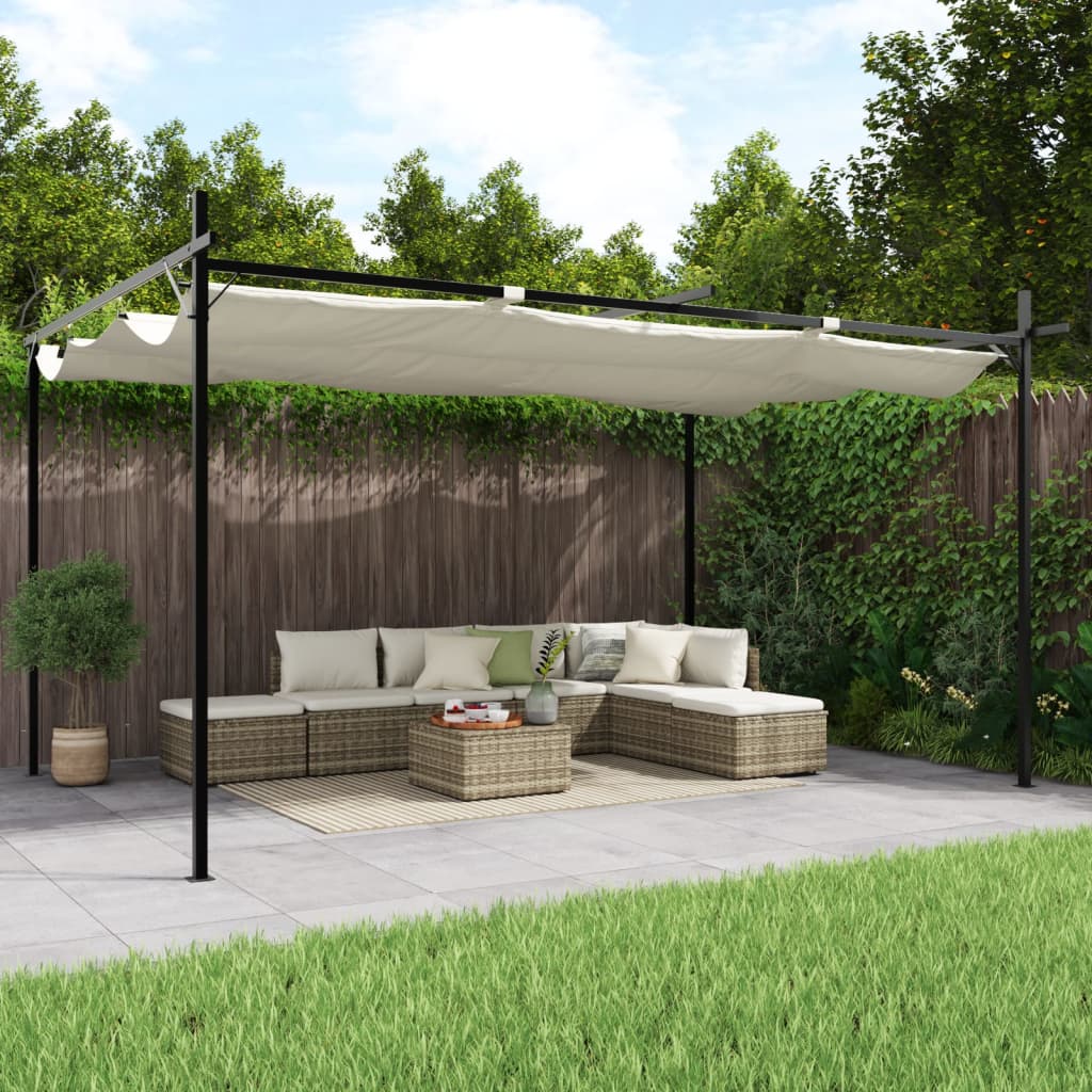 Pergola mit Schiebedach Creme 395x292x230 cm