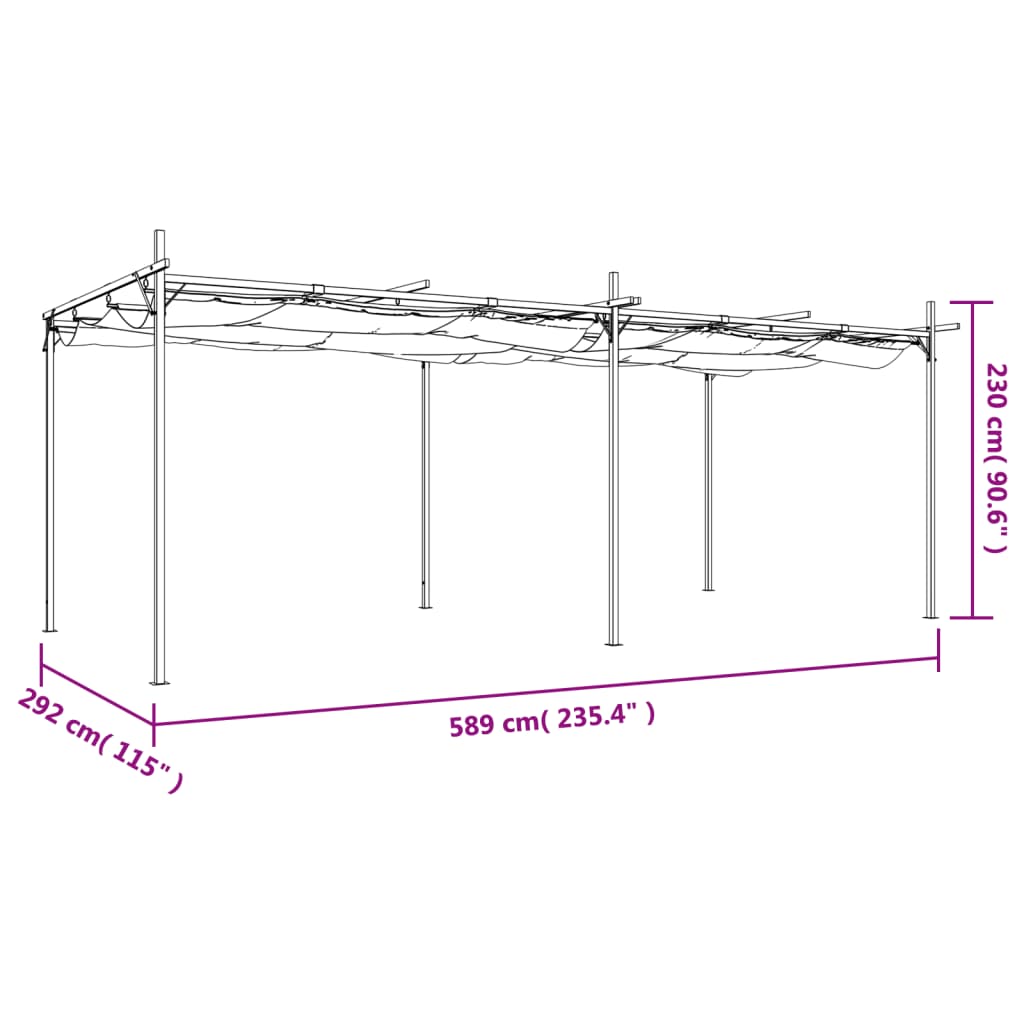 Pergola mit Schiebedach Taupe 589x292x230 cm