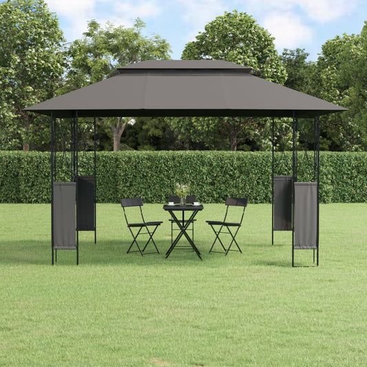 Gazebo avec toit anthracite 400x300x270 cm en acier