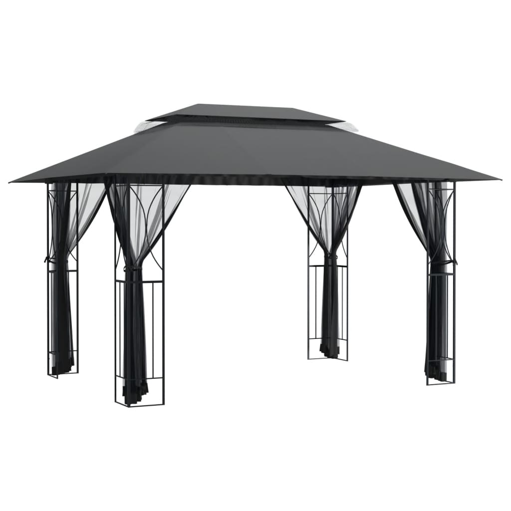 Pavillon avec parois latérales anthracite 400x300x270 cm acier