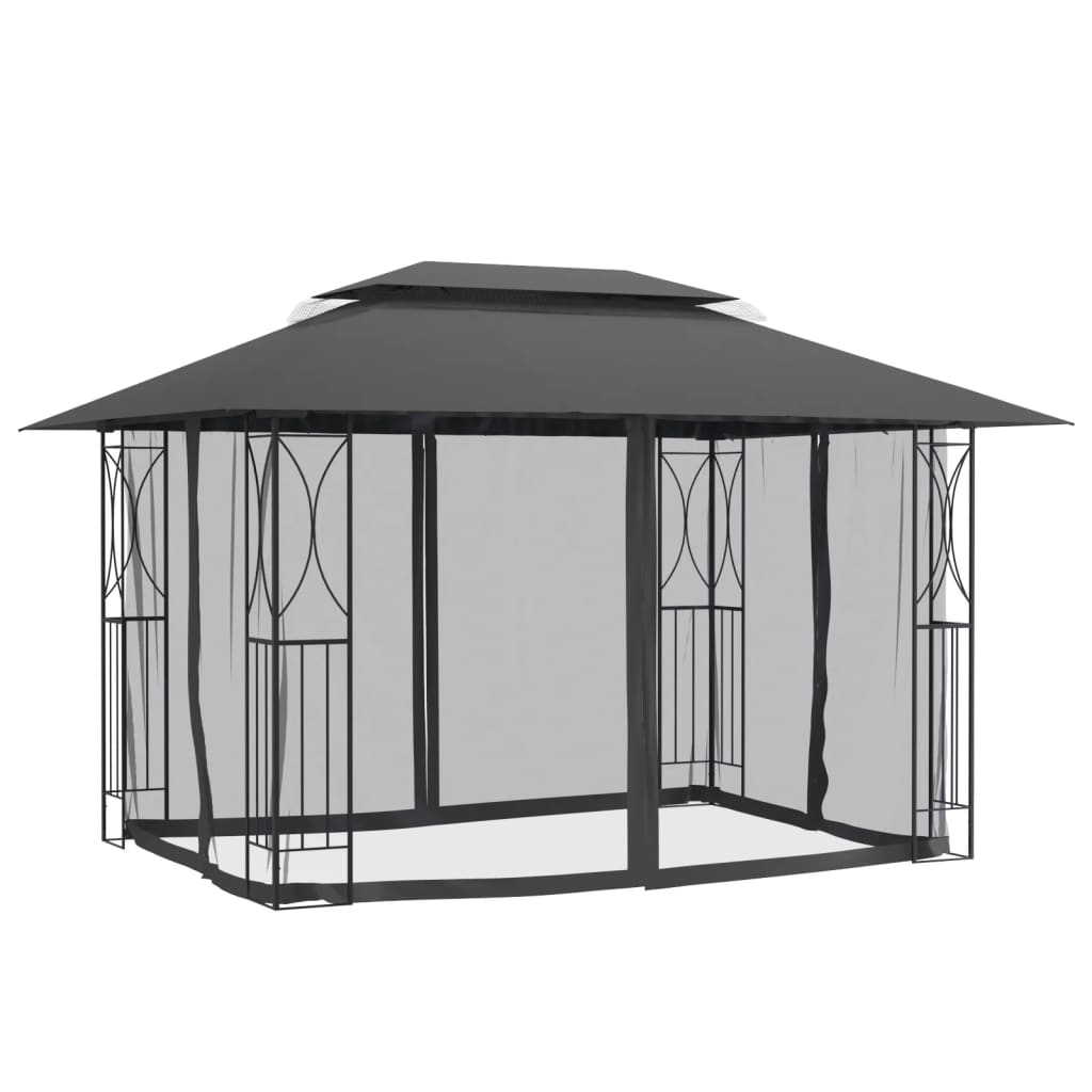 Pavillon mit Seitenwänden Anthrazit 400x300x270 cm Stahl