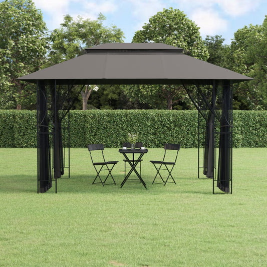 Pavillon avec parois latérales anthracite 400x300x270 cm acier