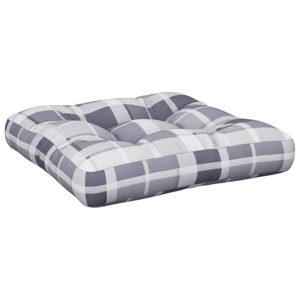 Palettenkissen Grau Karomuster 50x50x12 cm Stoff