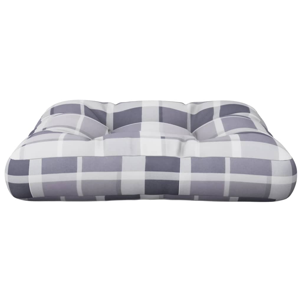 Palettenkissen Grau Karomuster 50x50x12 cm Stoff