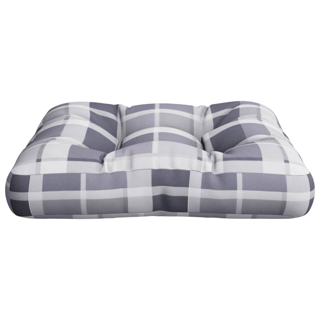 Palettenkissen Grau Karomuster 50x50x12 cm Stoff