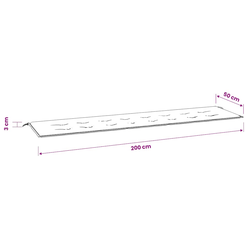 Gartenbank-Auflage Mehrfarbig 200x50x3 cm Stoff
