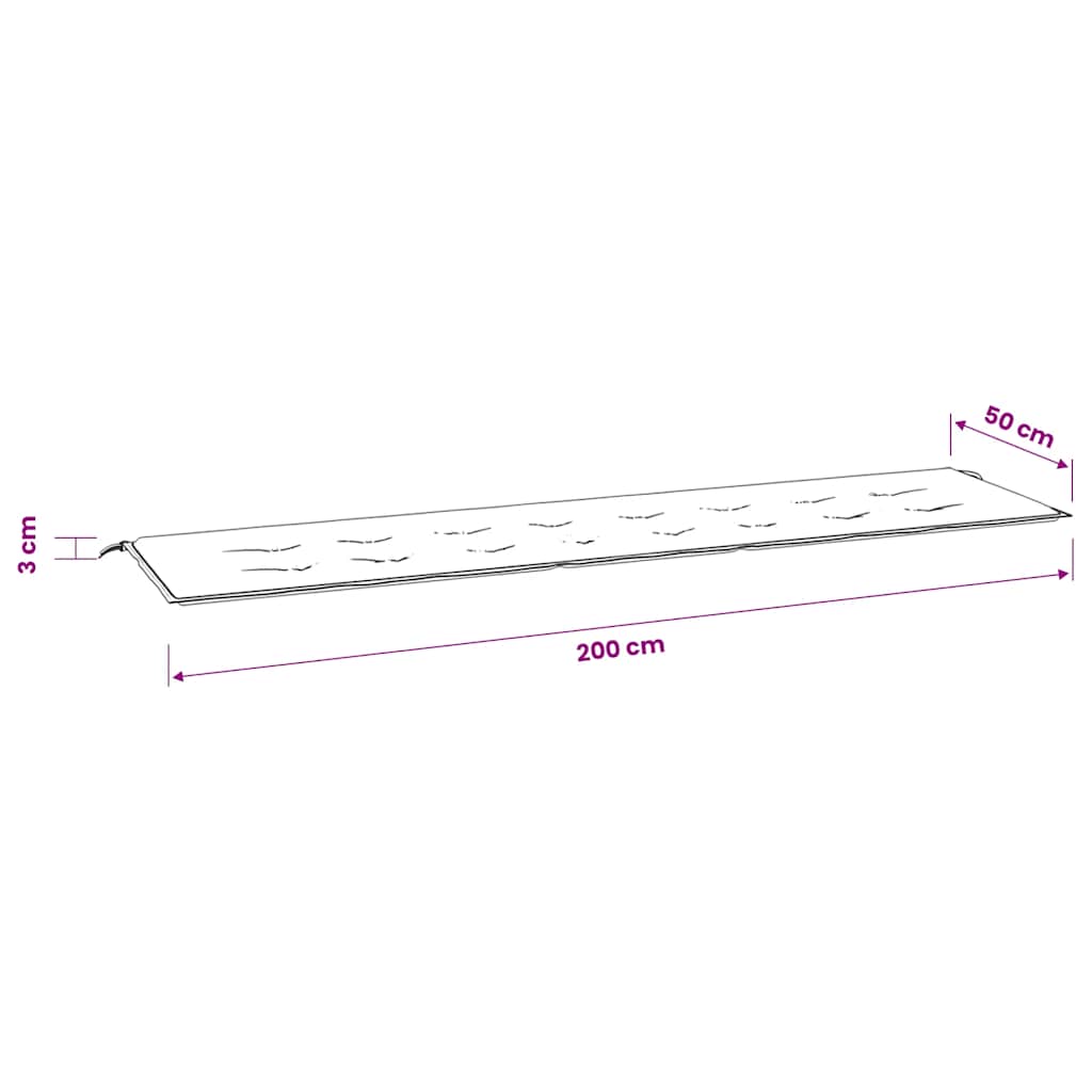 Gartenbank-Auflage Türkis 200x50x3 cm Stoff
