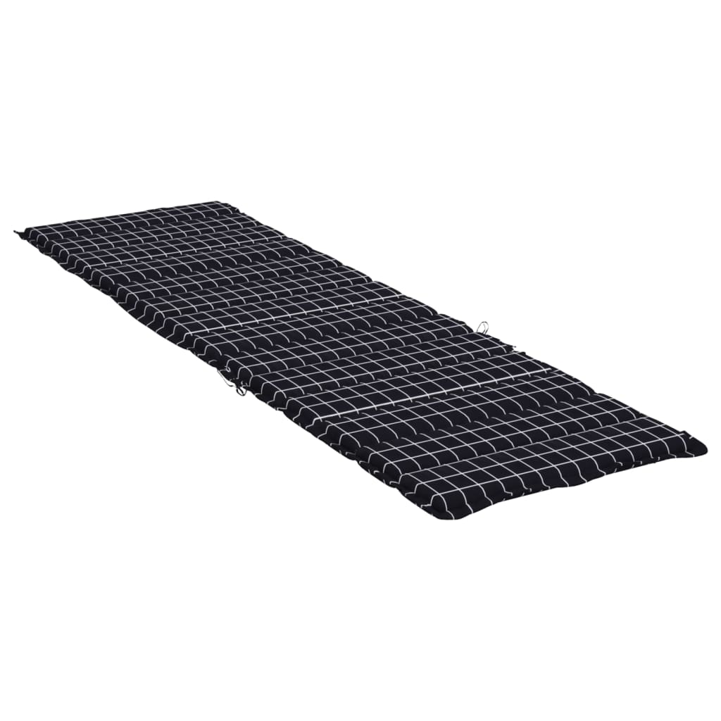 Coussin pour bain de soleil en tissu Oxford à carreaux noirs