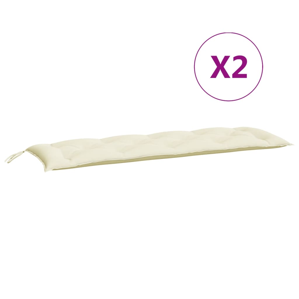 Gartenbank-Auflagen 2 Stk. Cremeweiß 150x50x7 cm Oxford-Gewebe