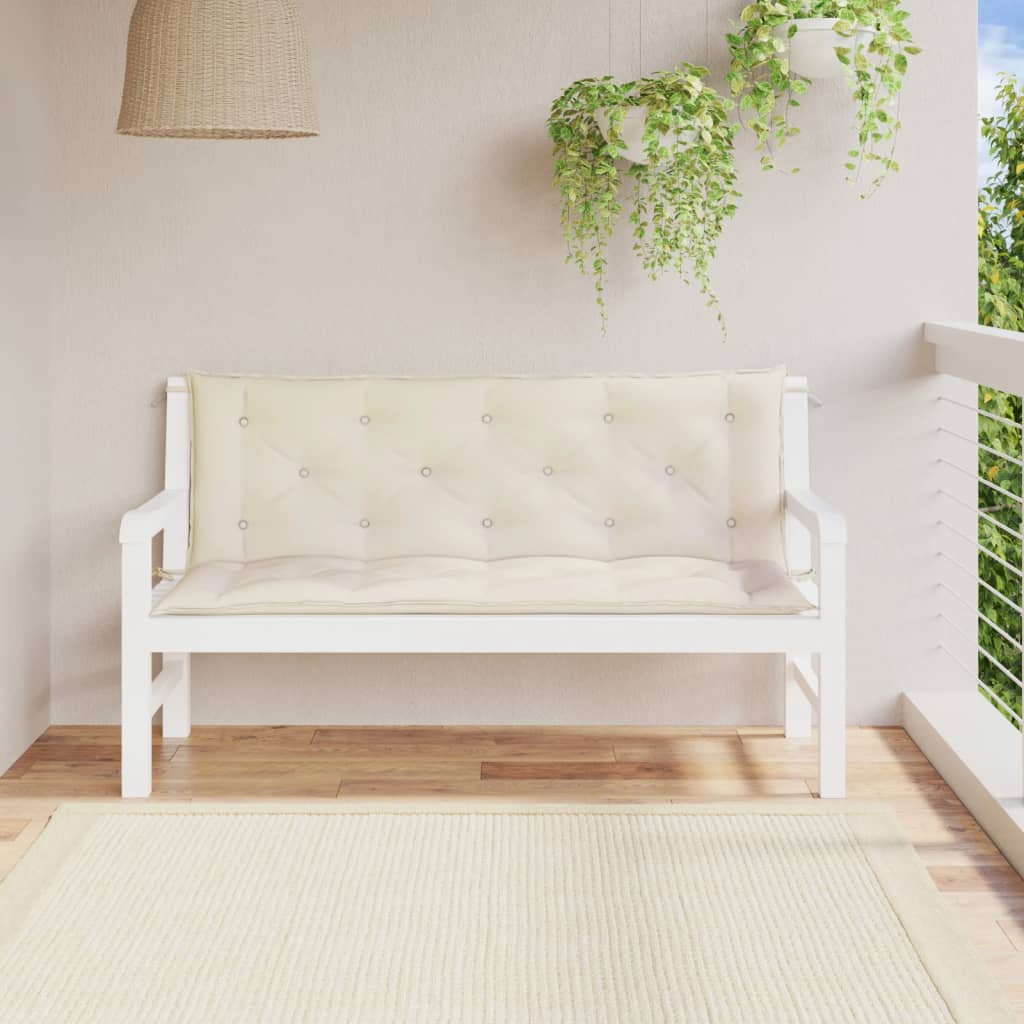 Gartenbank-Auflagen 2 Stk. Cremeweiß 150x50x7 cm Oxford-Gewebe
