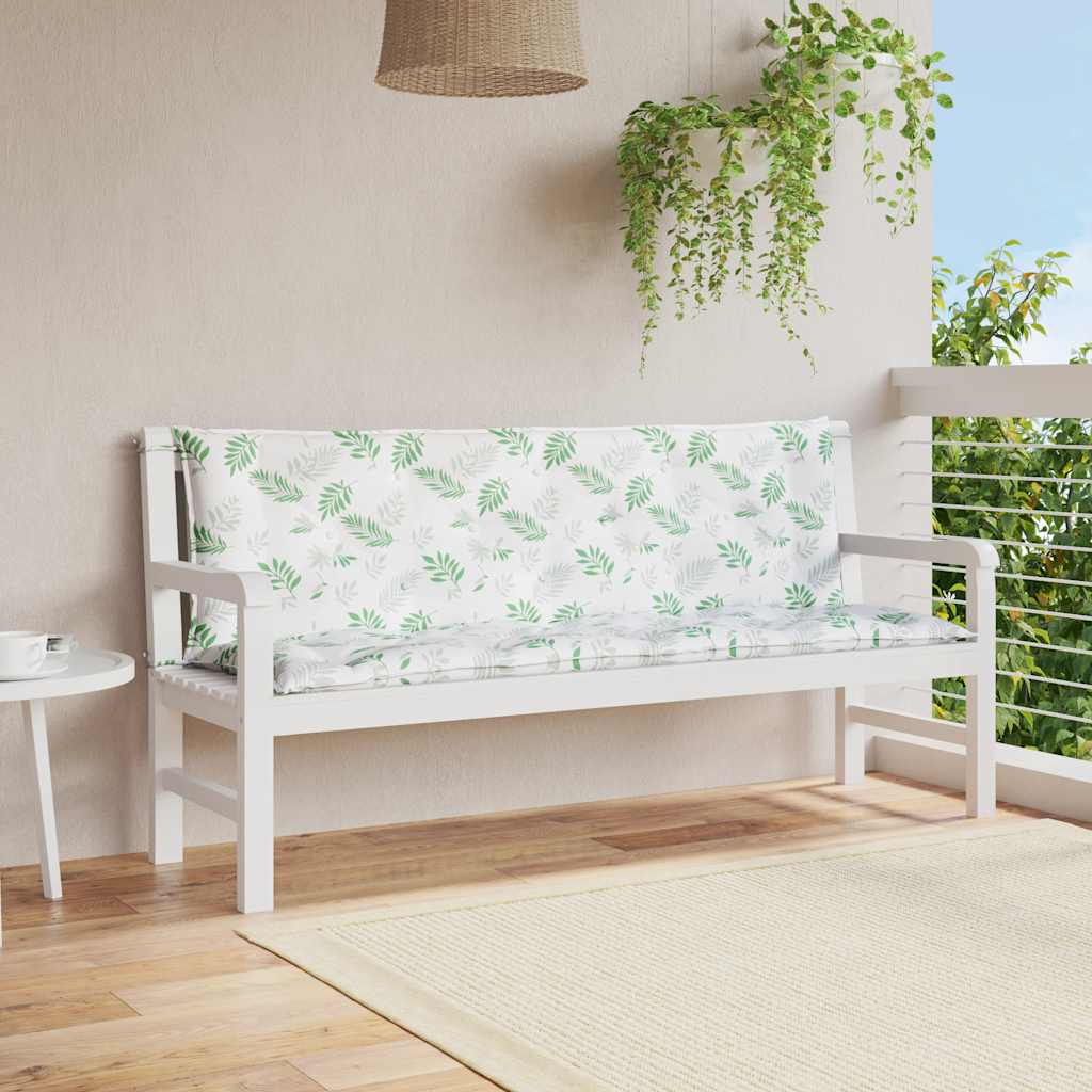 Gartenbank-Auflagen 2 Stk. Blattmuster 150x50x7 cm Stoff