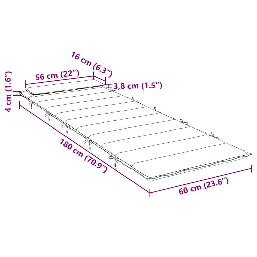Sonnenliegen-Auflage Rot 180x60x4 cm Oxford-Gewebe