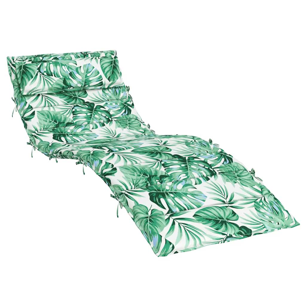 Coussin de bain de soleil motif feuilles 180x60x4 cm tissu Oxford