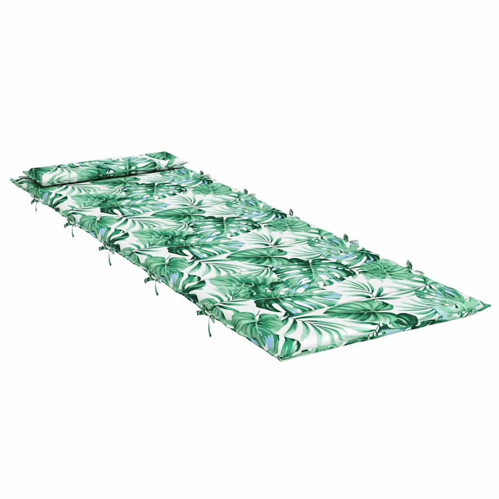 Coussin de bain de soleil motif feuilles 180x60x4 cm tissu Oxford