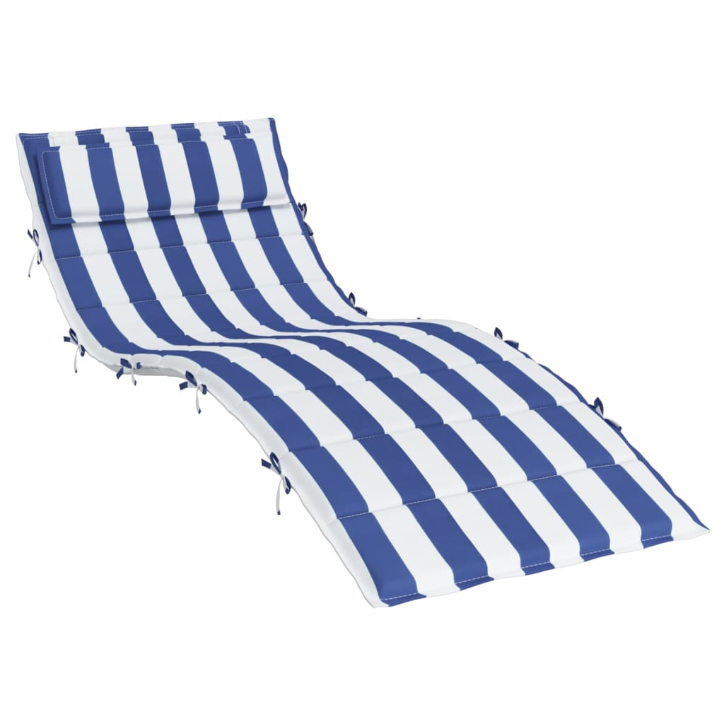 Coussin bain de soleil rayures bleues &amp; blanches 180x60x3 tissu Oxford