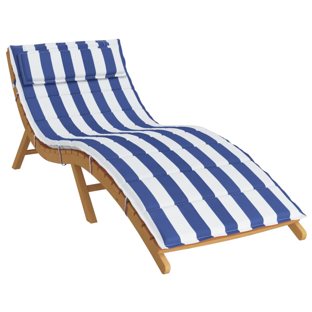 Coussin bain de soleil rayures bleues &amp; blanches 180x60x3 tissu Oxford