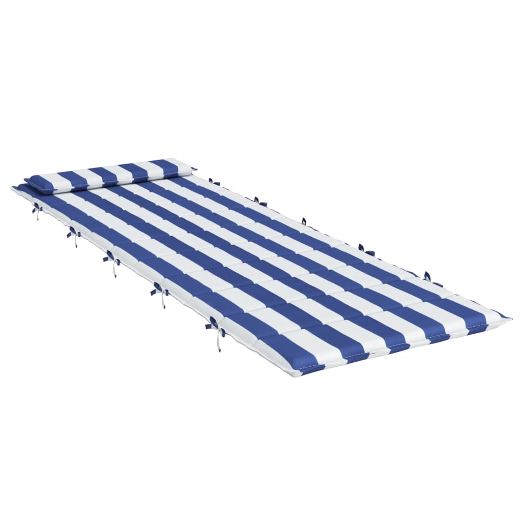 Coussin bain de soleil rayures bleues &amp; blanches 180x60x3 tissu Oxford