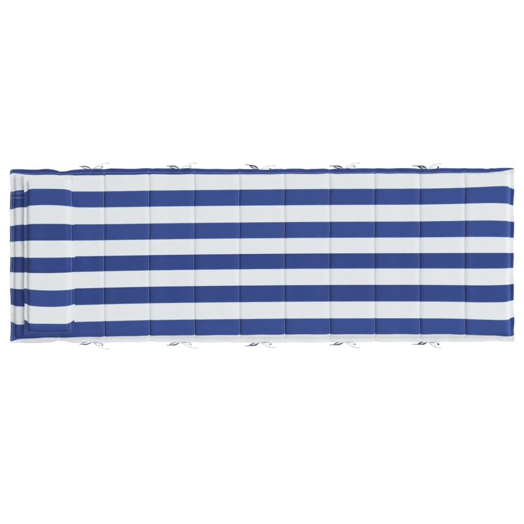 Coussin bain de soleil rayures bleues &amp; blanches 180x60x3 tissu Oxford