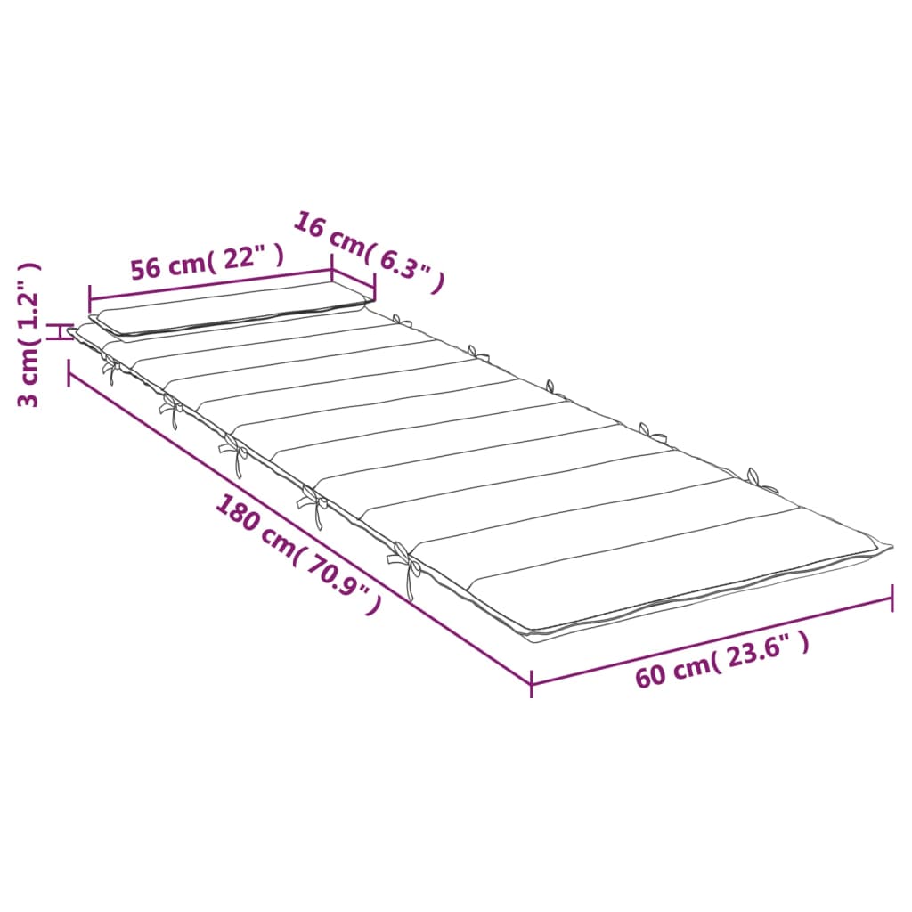 Sonnenliegen-Auflage Mehrfarbig 180x60x3 cm Oxford-Gewebe