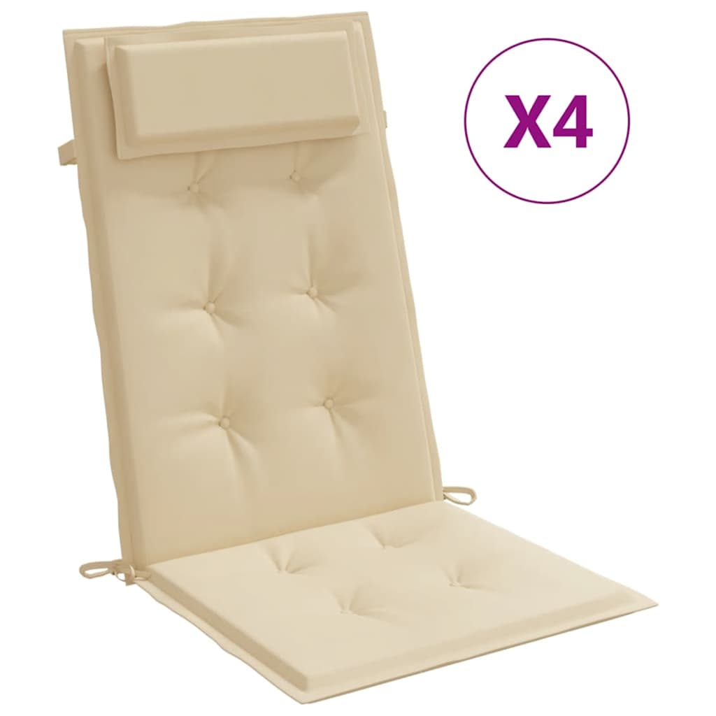 Hochlehner-Auflagen 4 Stk. Beige Oxford-Gewebe