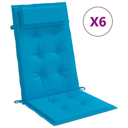 Hochlehner-Auflagen 6 Stk. Hellblau Oxford-Gewebe