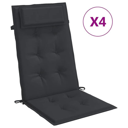 Hochlehner-Auflagen 4 Stk. Schwarz Oxford-Gewebe