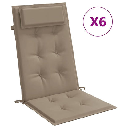 Hochlehner-Auflagen 6 Stk. Taupe Oxford-Gewebe