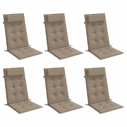 Hochlehner-Auflagen 6 Stk. Taupe Oxford-Gewebe