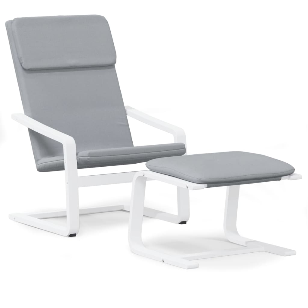 Fauteuil relax avec tabouret en tissu gris clair