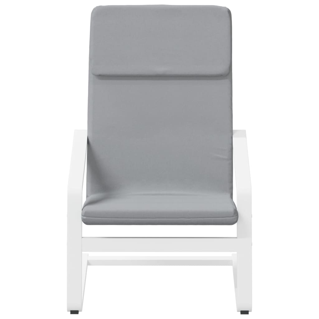 Fauteuil relax avec tabouret en tissu gris clair