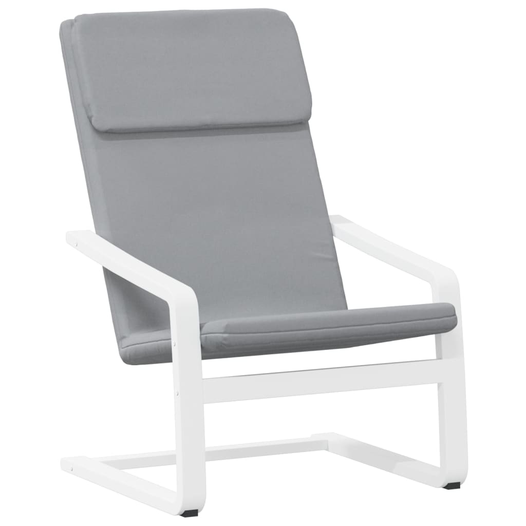 Fauteuil relax avec tabouret en tissu gris clair
