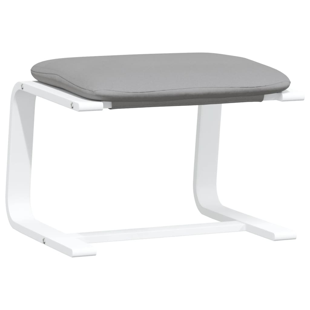 Fauteuil relax avec tabouret en tissu gris clair
