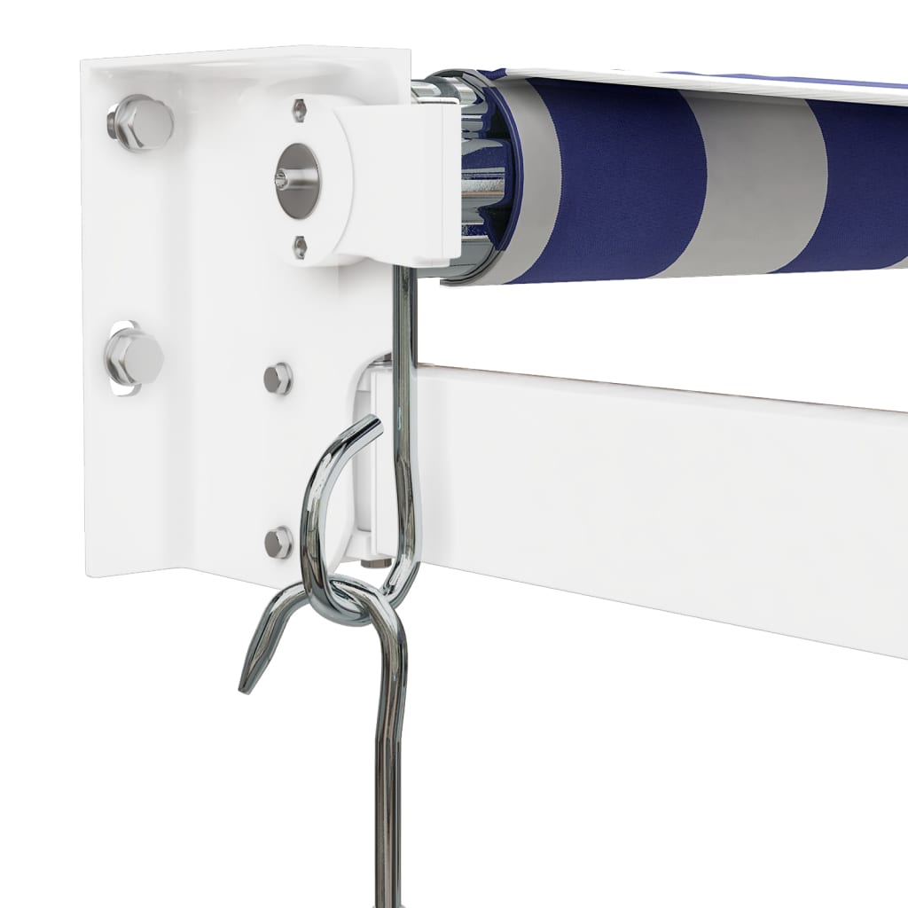 Markise Einziehbar Blau und Weiß 3x2,5 m Stoff und Aluminium