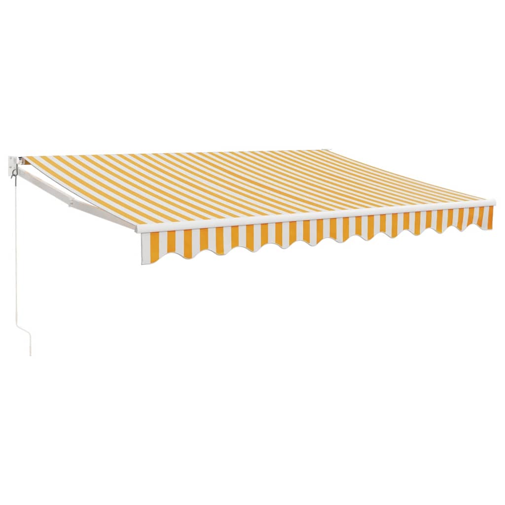 Markise Einziehbar Gelb und Weiß 3,5x2,5 m Stoff und Aluminium