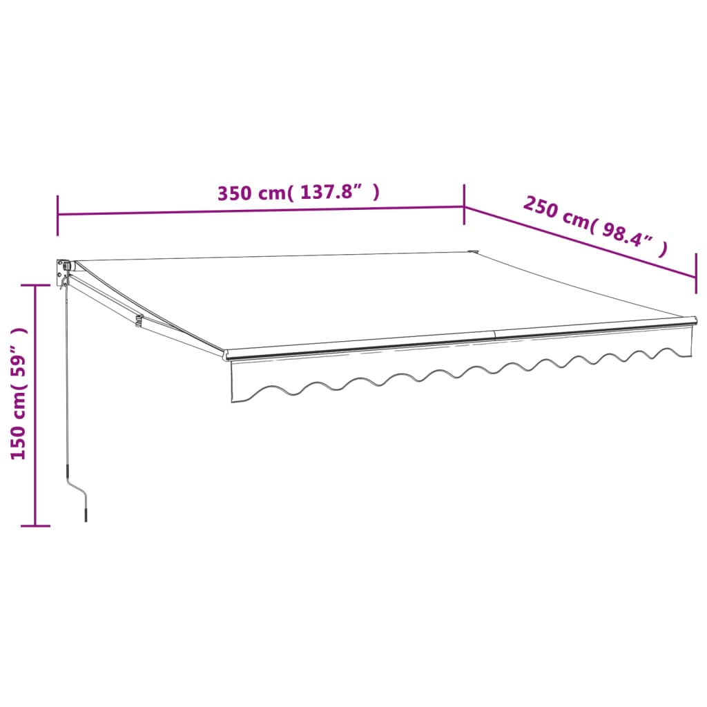 Markise Einziehbar Gelb und Weiß 3,5x2,5 m Stoff und Aluminium