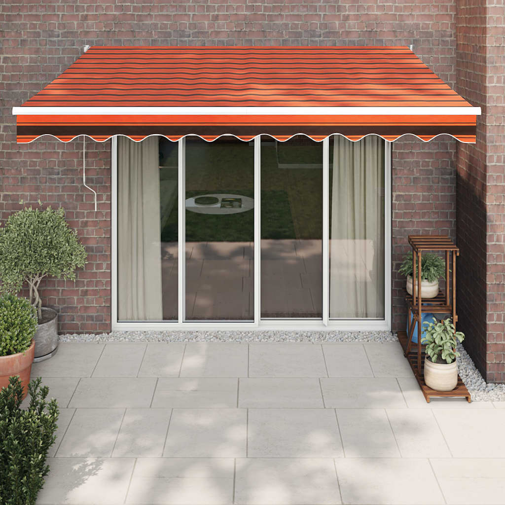Markise Einziehbar Orange und Braun 3x2,5 m Stoff und Aluminium