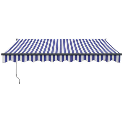 Markise Einziehbar Blau und Weiß 3x2,5 m Stoff und Aluminium