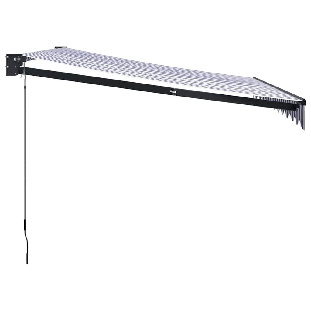 Markise Einziehbar Blau und Weiß 3x2,5 m Stoff und Aluminium