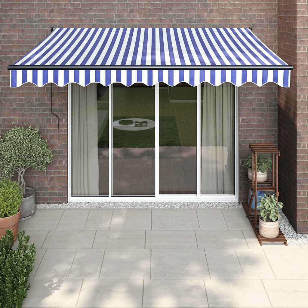 Markise Einziehbar Blau und Weiß 3x2,5 m Stoff und Aluminium