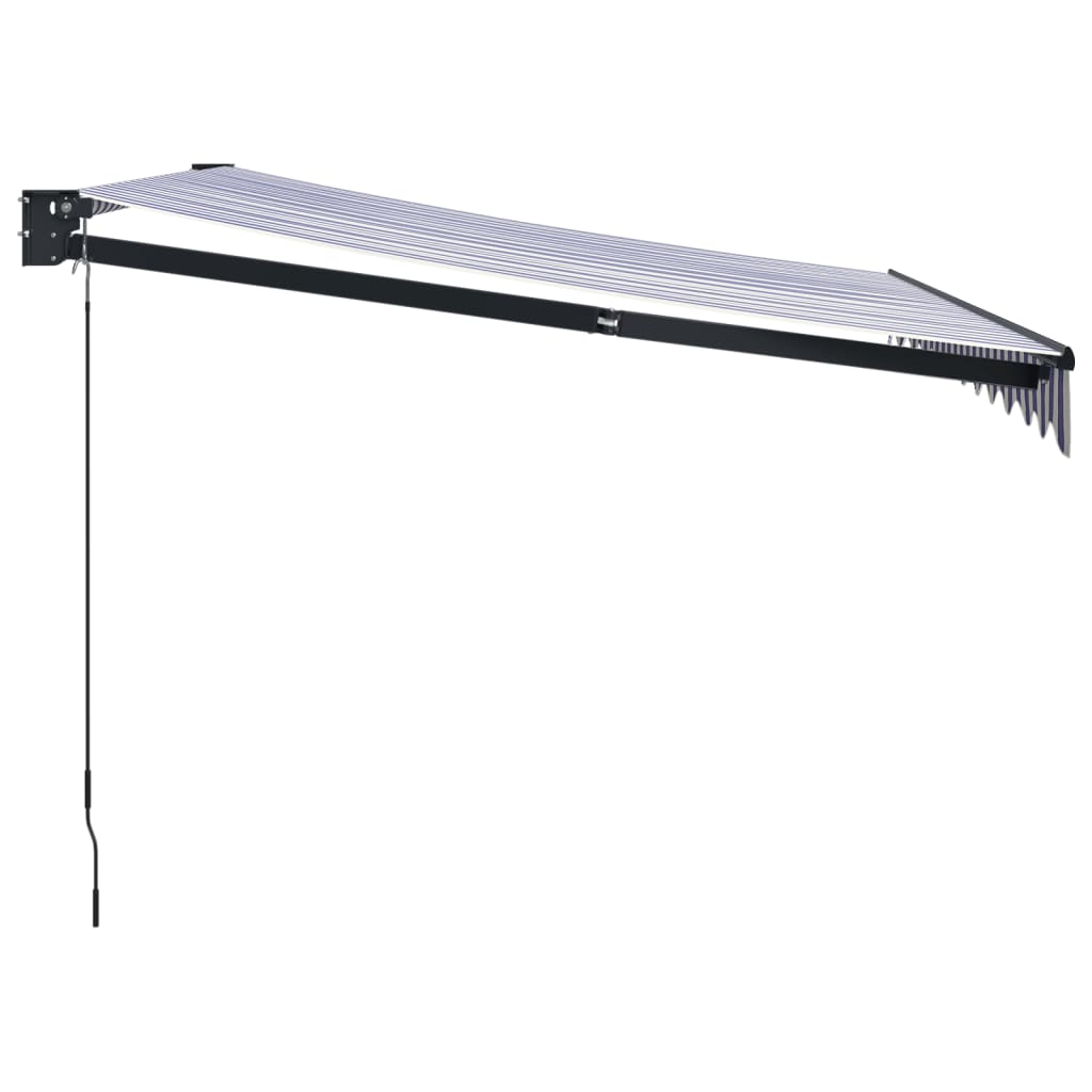 Markise Einziehbar Blau und Weiß 3,5x2,5 m Stoff und Aluminium