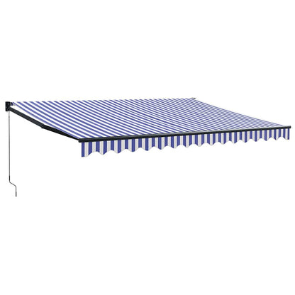 Manuelle Markise 4,5 x 3 m Blau-weiß gestreift 100% Polyester