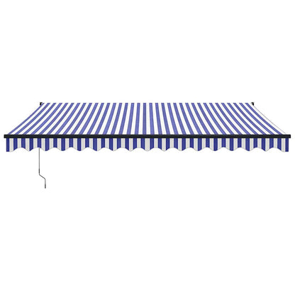 Markise Einziehbar Blau und Weiß 4,5x3 m Stoff und Aluminium