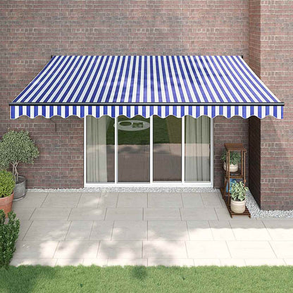 Manuelle Markise 4,5 x 3 m Blau-weiß gestreift 100% Polyester
