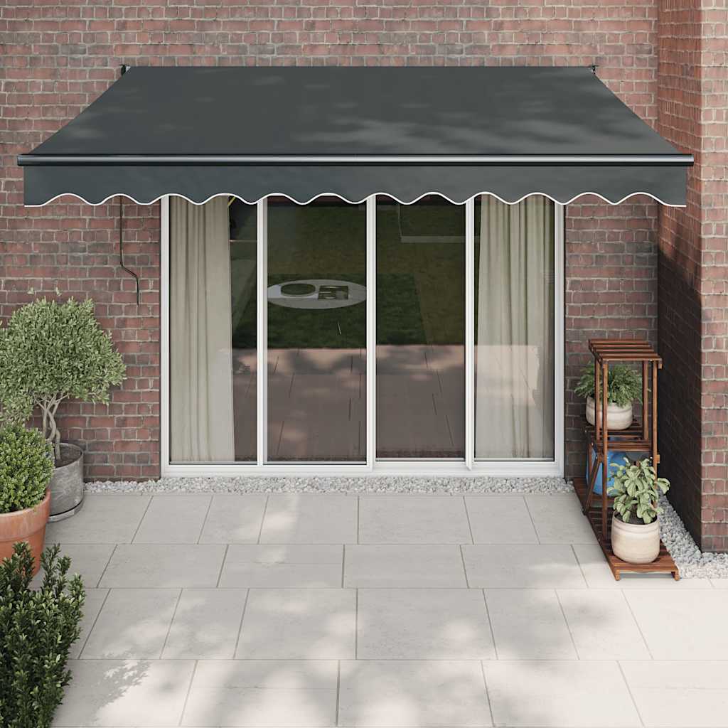 Markise Einziehbar Anthrazit 3,5x2,5 m Stoff und Aluminium