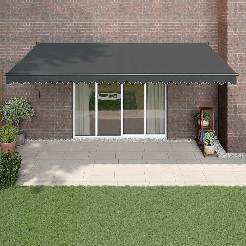 Markise Einziehbar Anthrazit 5x3 m Stoff und Aluminium