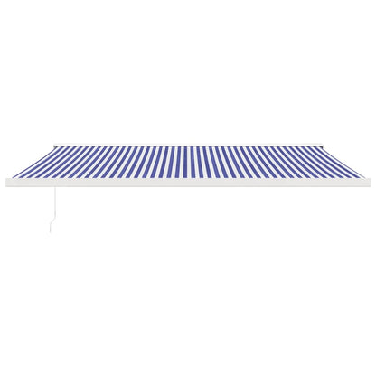 Markise Einziehbar Blau und Weiß 5x3 m Stoff und Aluminium