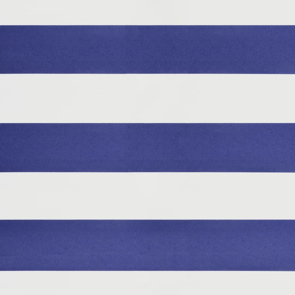 Ausziehbare Markise Blau und Weiß mit weißem Rahmen 5 x 3 m