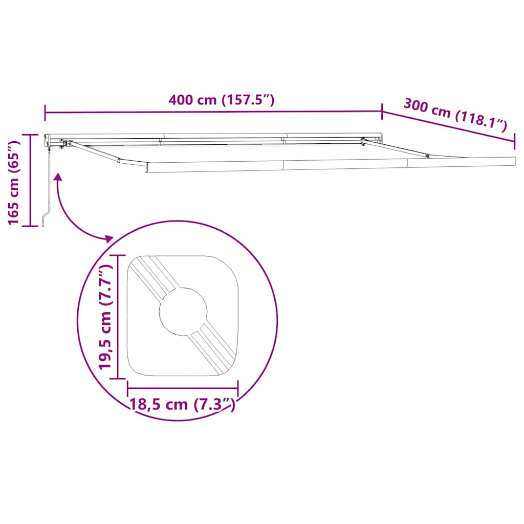 Markise Einziehbar Gelb und Weiß 4x3 m Stoff und Aluminium